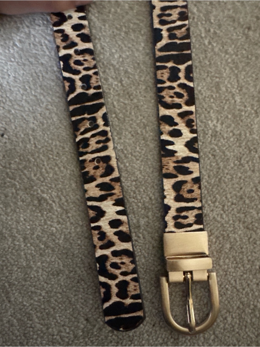 Leopard Print Women’s Belt with Gold Buckle